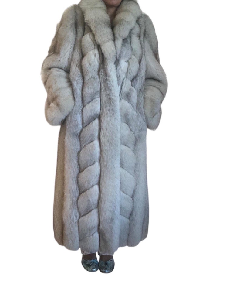 Mint chevron Norwegian fox fur coat 12/M