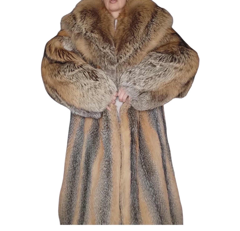 Brand new American gray fox fur coat size 14-18 L ~not duties