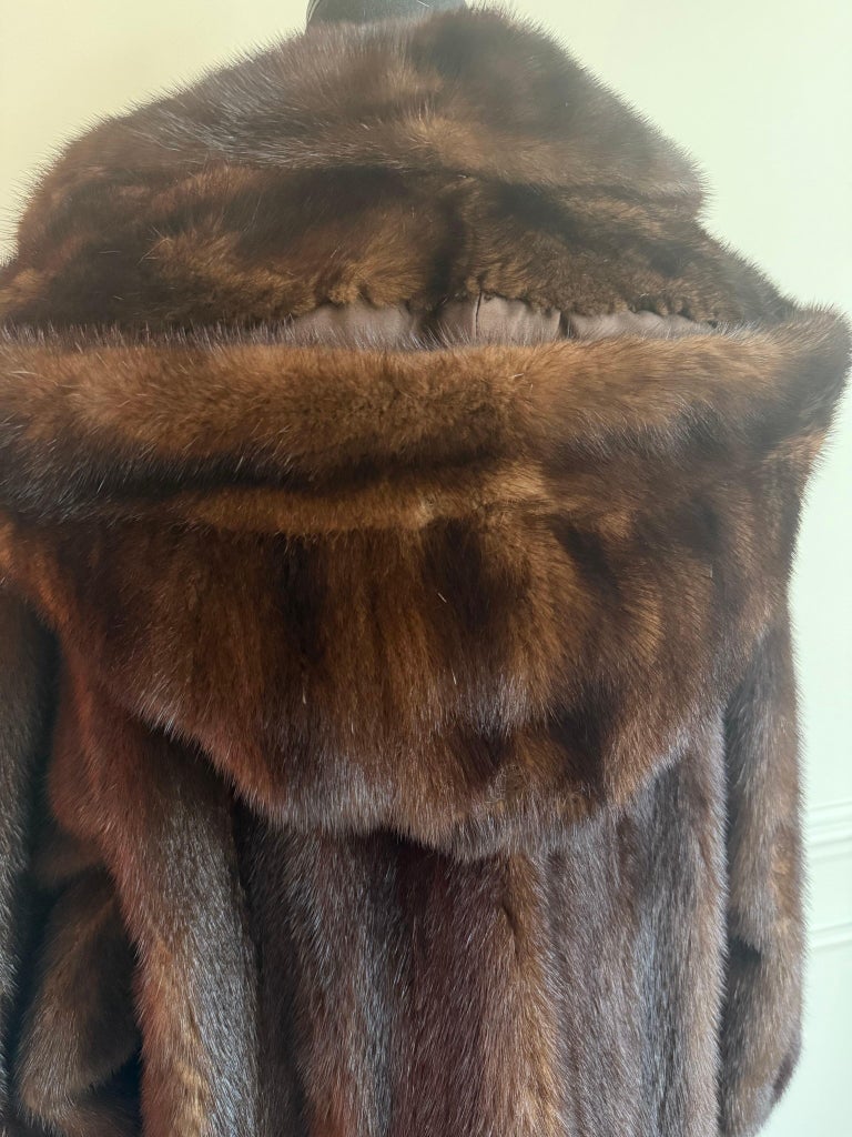Unused demi buff mink fur coat with a hood size 10 ~no duties