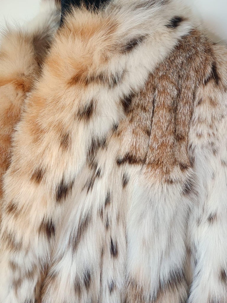 Mint white belly bobcat lynx fur coat 12- 18/XL ~no duties
