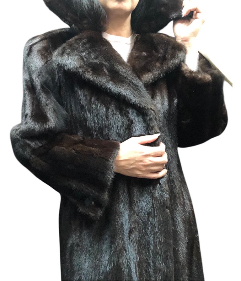 Vintage ranch notch collar mink fur coat 10/M ~no duties