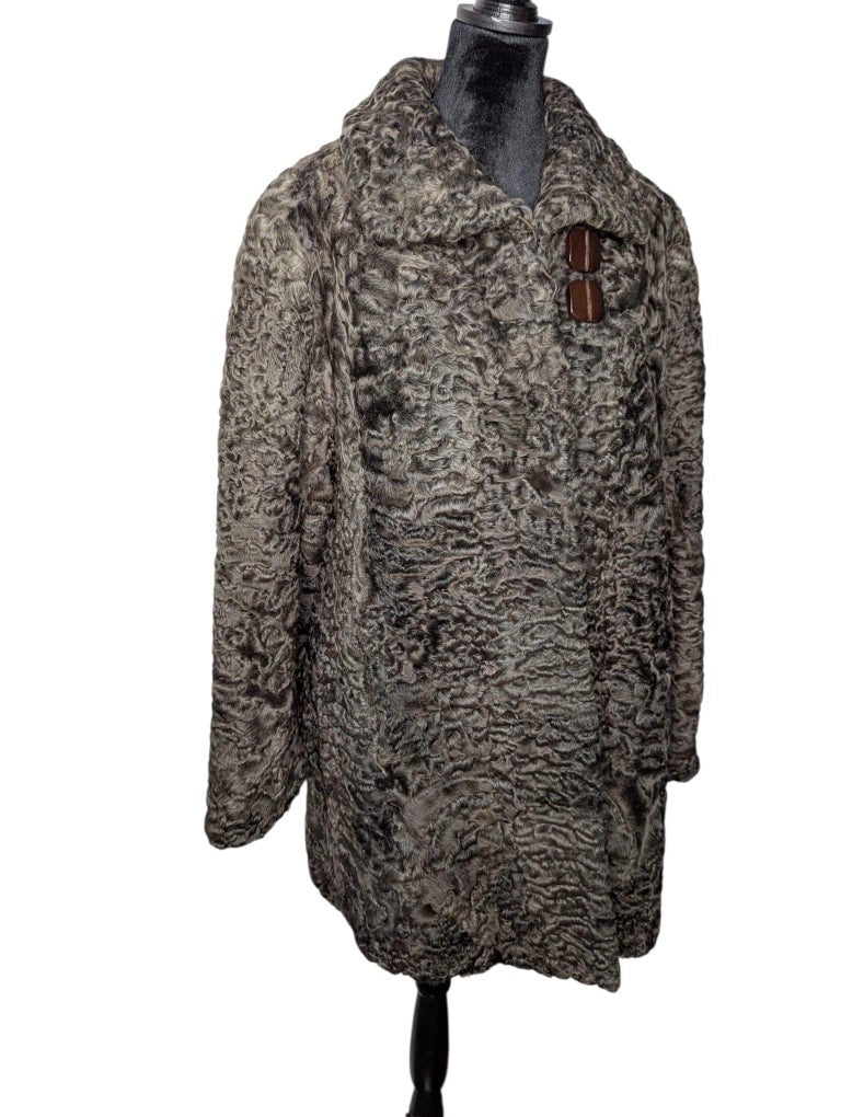 Birger Christensen silver Persian lamb fur coat size 12/M ~no duties