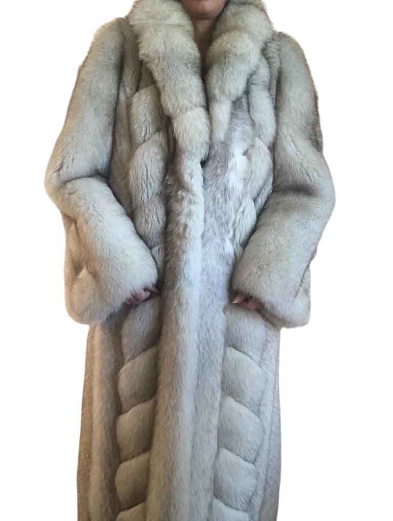 Mint chevron Norwegian fox fur coat 12/M