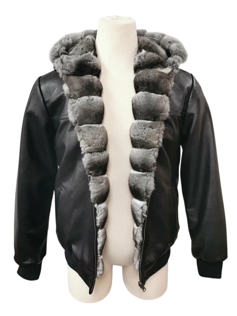 Brand new reversible leather chinchilla fur coat jacket men’s 44 ~no duties
