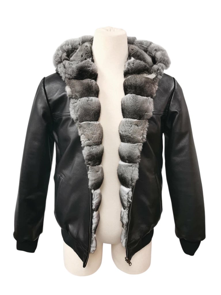 Brand new reversible leather chinchilla fur coat jacket men’s 44 ~no duties