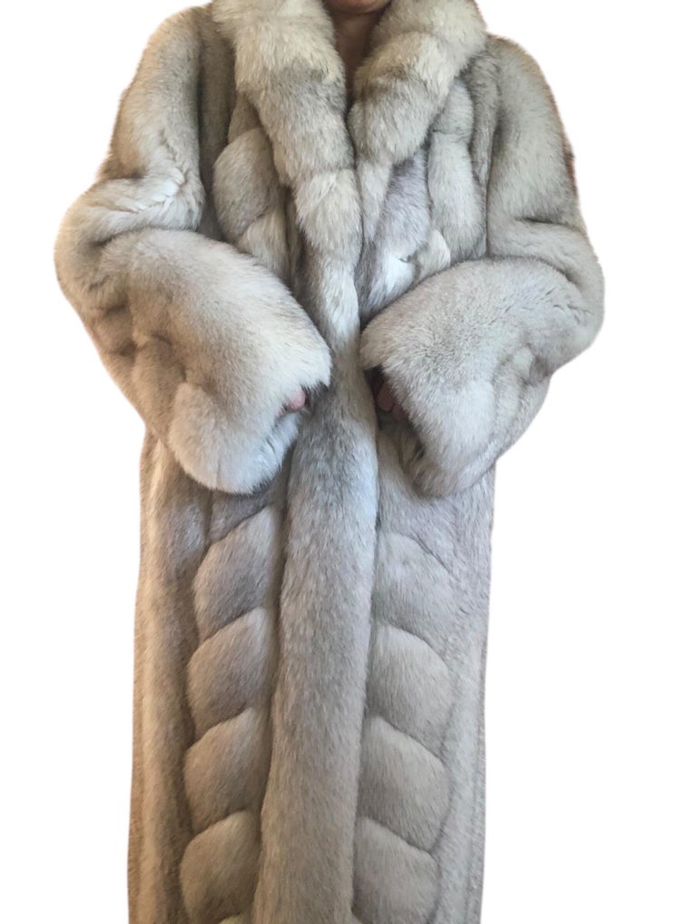 Mint chevron Norwegian fox fur coat 12/M