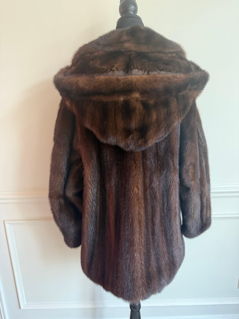 Unused demi buff mink fur coat with a hood size 10 ~no duties
