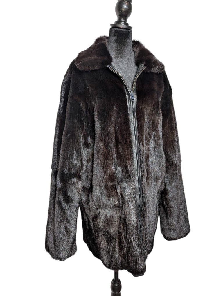 brand reversible black mink fur kid leather bomber jacket #827 tags 3999$ M 44