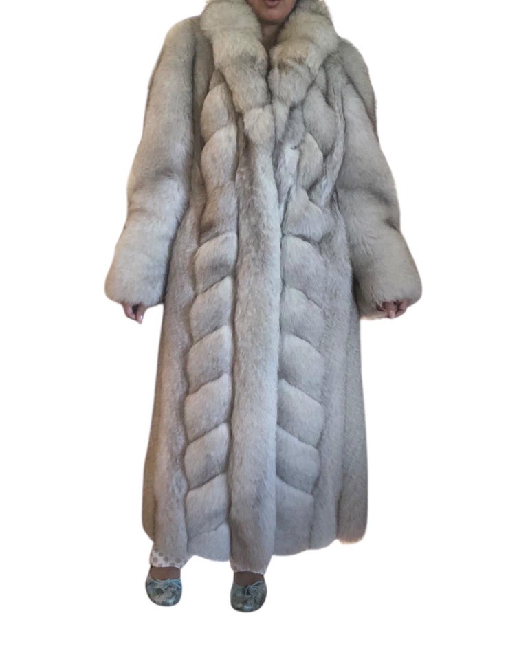 Mint chevron Norwegian fox fur coat 12/M