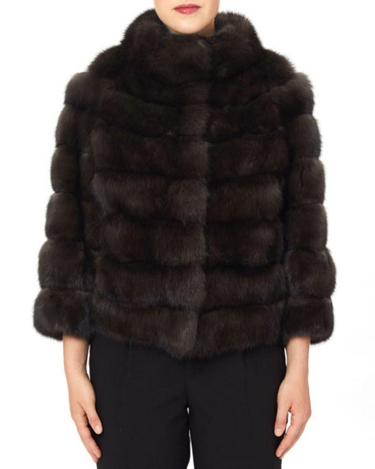 Horizontal Russian Sable Stand-Collar Jacket size XS
