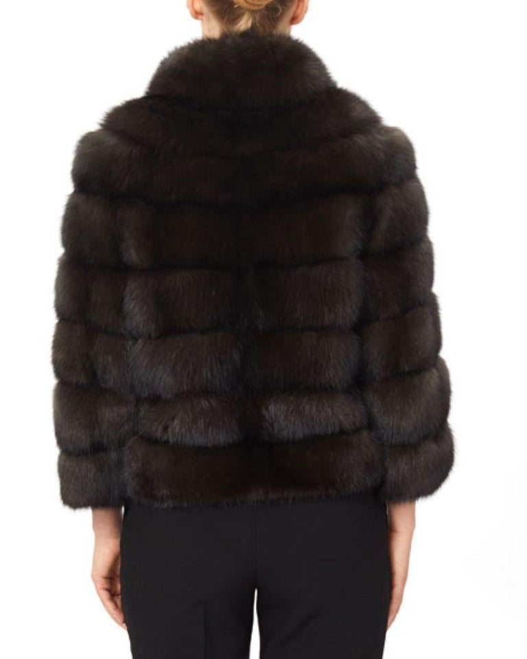 Horizontal Russian Sable Stand-Collar Jacket size XS