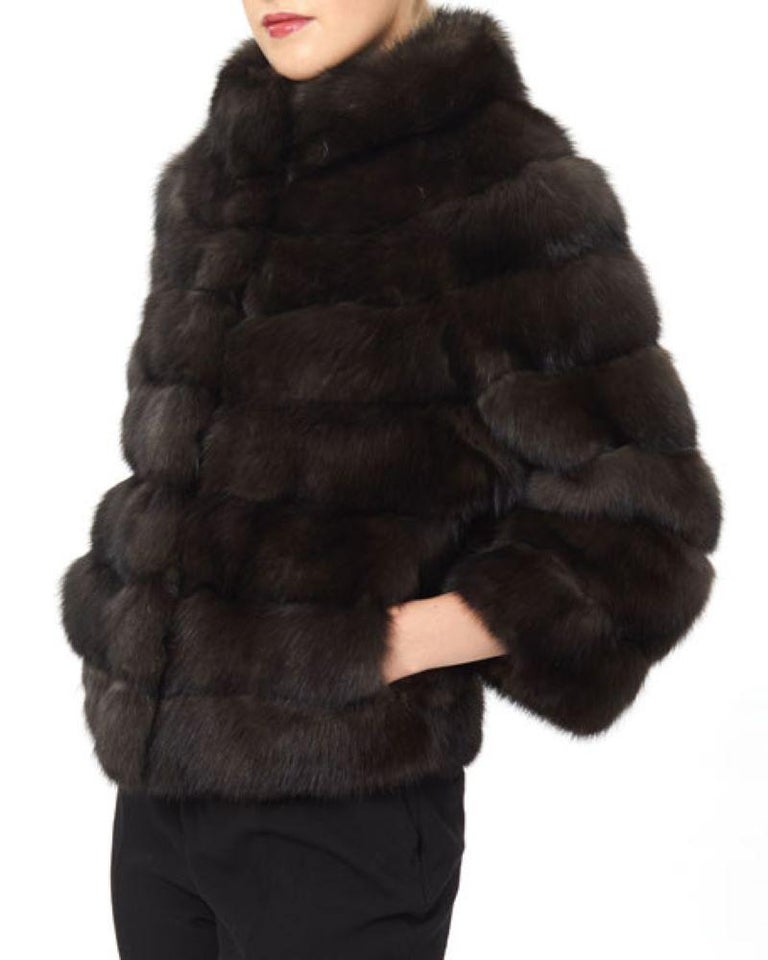 Horizontal Russian Sable Stand-Collar Jacket size XS