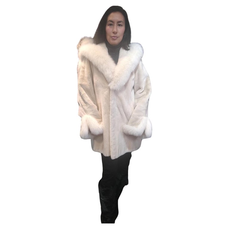 Sheared Beaver Fur Coat with Fur Trim (Size 12-M) ~no duties