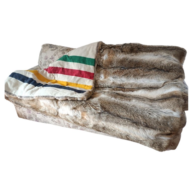 Hudson Bay coyote Fur Blanket (huge throw 90"x60") ~no duties