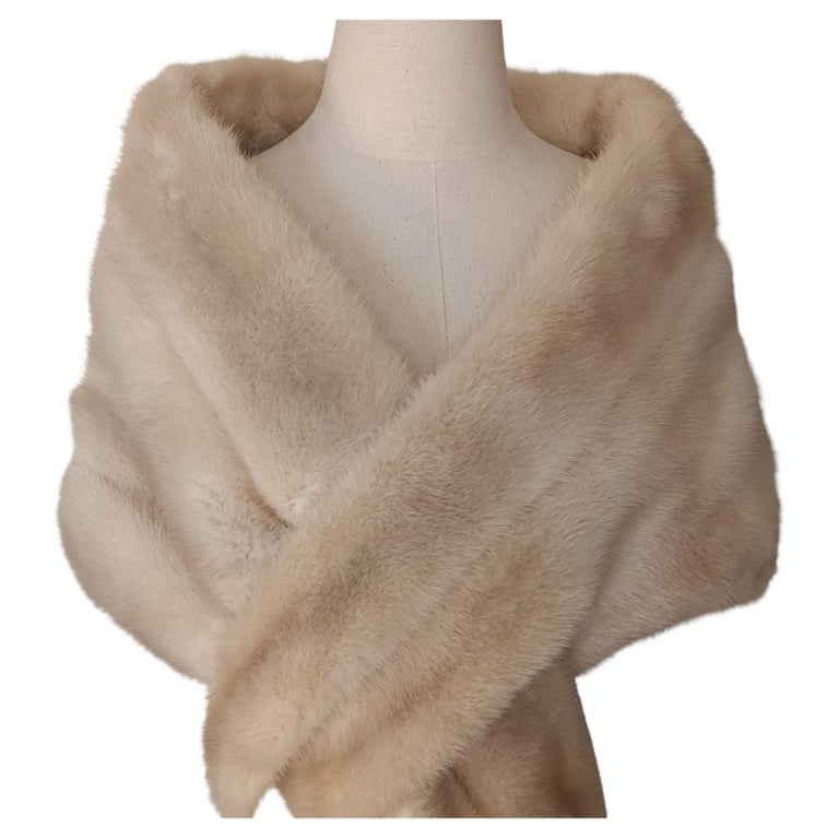 Holt Renfrew Blush mink Fur Cape Shrug Stole Boa wedding ~no duties