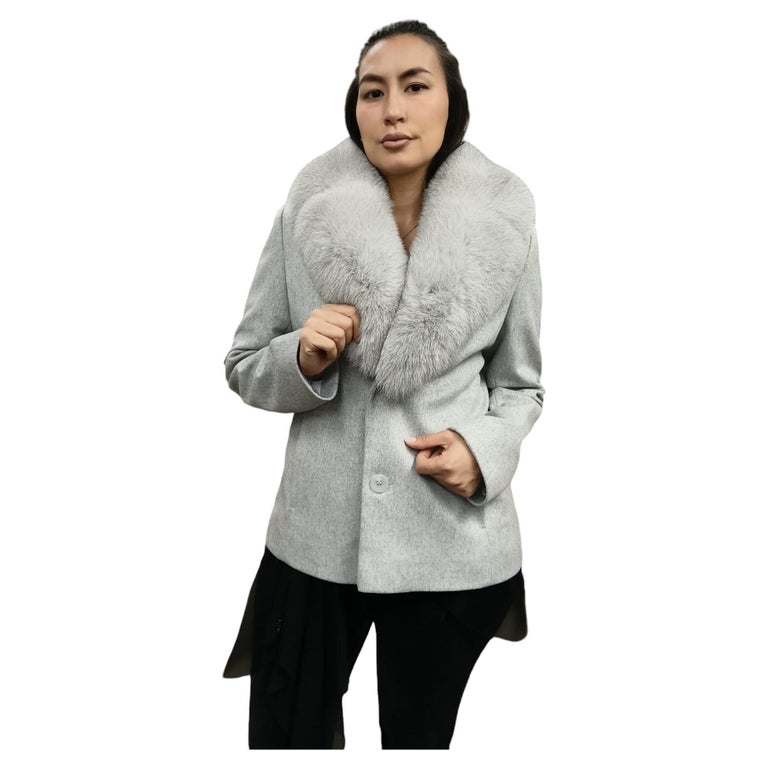 Brand new Loro Piana Gray coat fox fur collar ~no duties