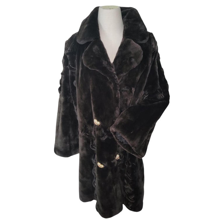 Brand New Zuki Sheared Beaver Fur Coat with Fur Trim (Size 14) ~no duties