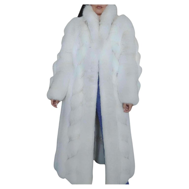 lightweight white saga Chevron white fox fur coat size 12 L ~no duties