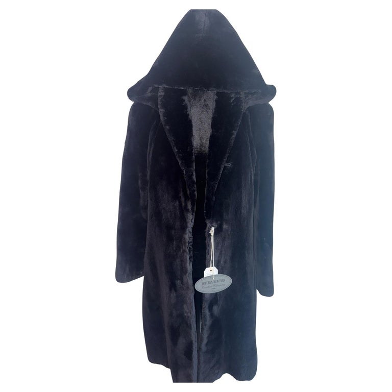 Nina Ricci Black sheared beaver fur coat size 12/M ~no duties