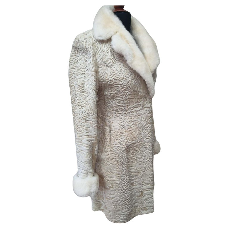 Birger Christensen cream swarkara fur coat size 6/S fits 8/M ~no duties